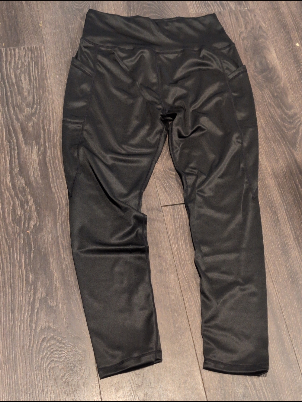 High-Rise Black Performance Leggings with Side Pockets, Unbranded Size L